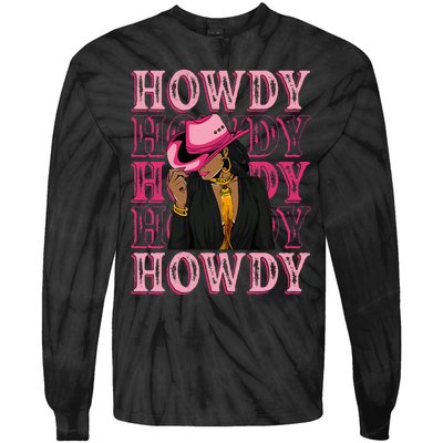 Howdy Retro Western Black Cowgirl African American Tie-Dye Long Sleeve Shirt