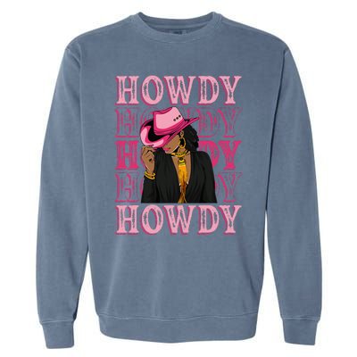 Howdy Retro Western Black Cowgirl African American Garment-Dyed Sweatshirt