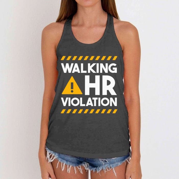 Human Resources Walking Hr Violation Women's Knotted Racerback Tank