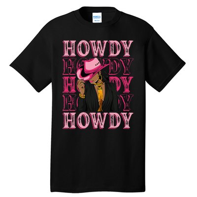 Howdy Retro Western Black Cowgirl African American Tall T-Shirt