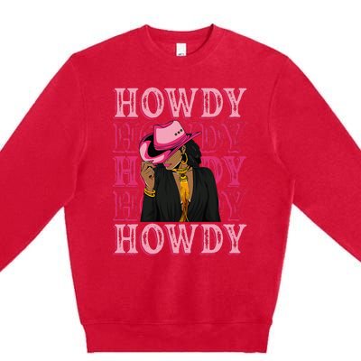 Howdy Retro Western Black Cowgirl African American Premium Crewneck Sweatshirt