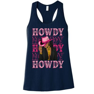 Howdy Retro Western Black Cowgirl African American Women's Racerback Tank