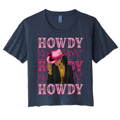 Howdy Retro Western Black Cowgirl African American Women's Crop Top Tee