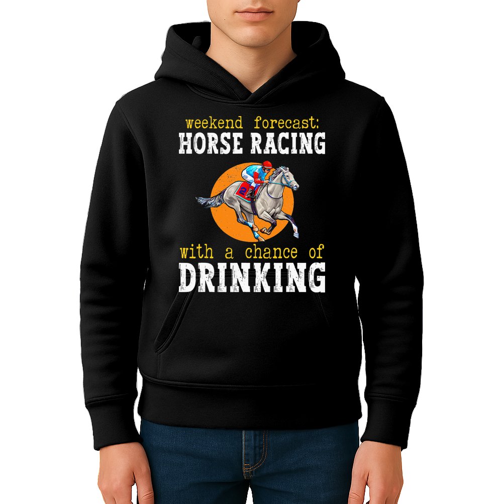 Horse racing with a chance of drinking for ky derby Kids Hoodie
