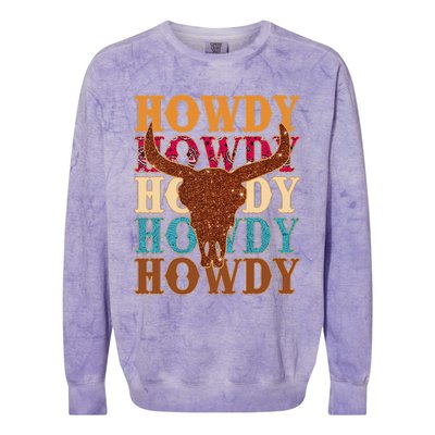 Howdy Rodeo Western Country Southern Cowgirl Vintage Colorblast Crewneck Sweatshirt