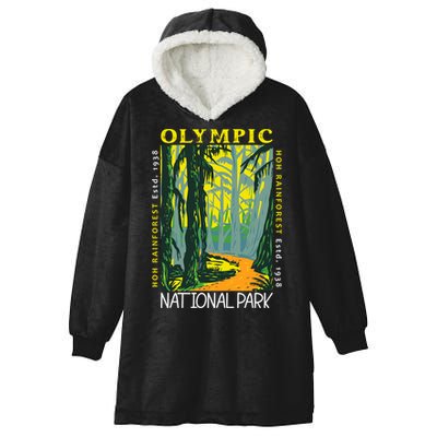 Hoh Rainforest Washington National Park Vintage Gift Hooded Wearable Blanket