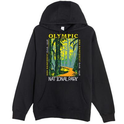 Hoh Rainforest Washington National Park Vintage Gift Premium Pullover Hoodie