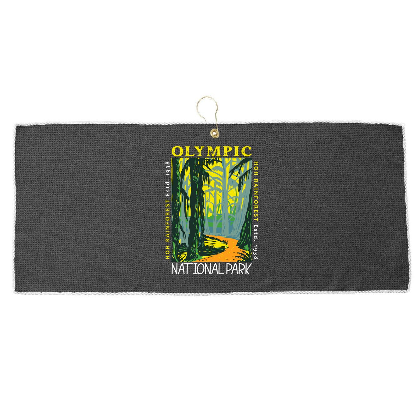 Hoh Rainforest Washington National Park Vintage Gift Large Microfiber Waffle Golf Towel