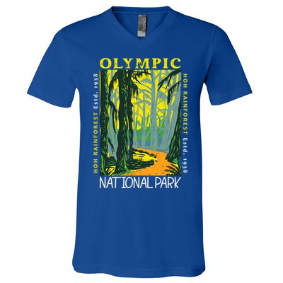 Hoh Rainforest Washington National Park Vintage Gift V-Neck T-Shirt