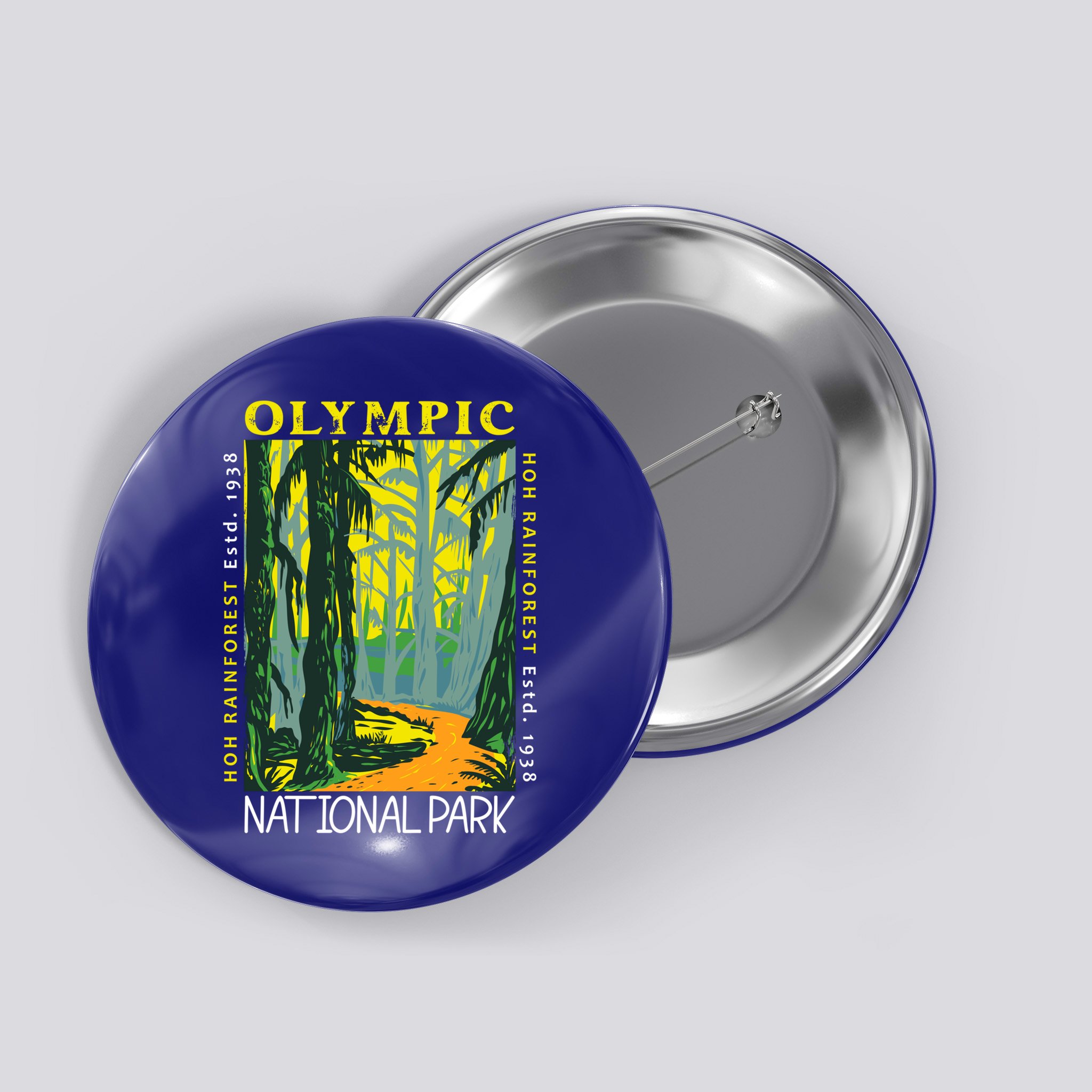 Hoh Rainforest Washington National Park Vintage Gift Button