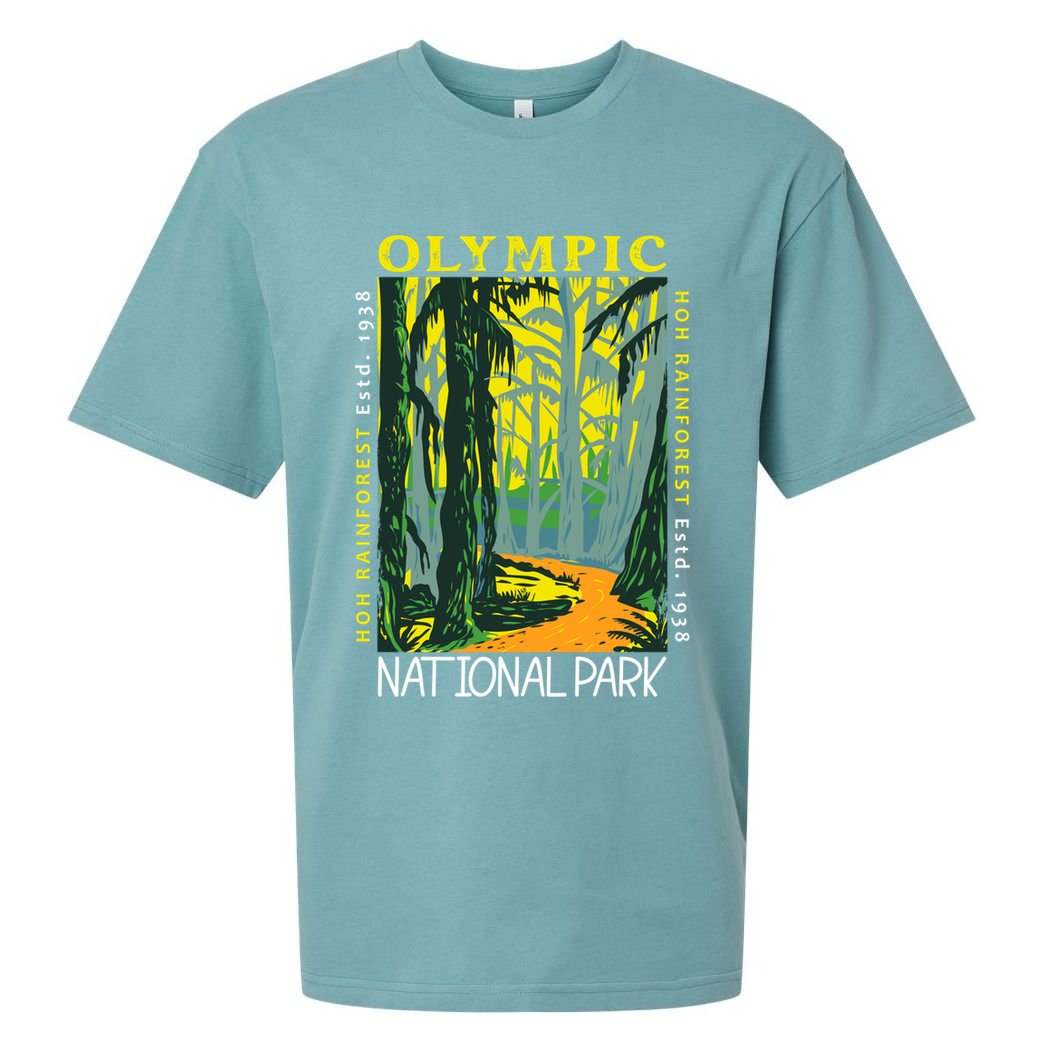 Hoh Rainforest Washington National Park Vintage Gift Sueded Cloud Jersey T-Shirt