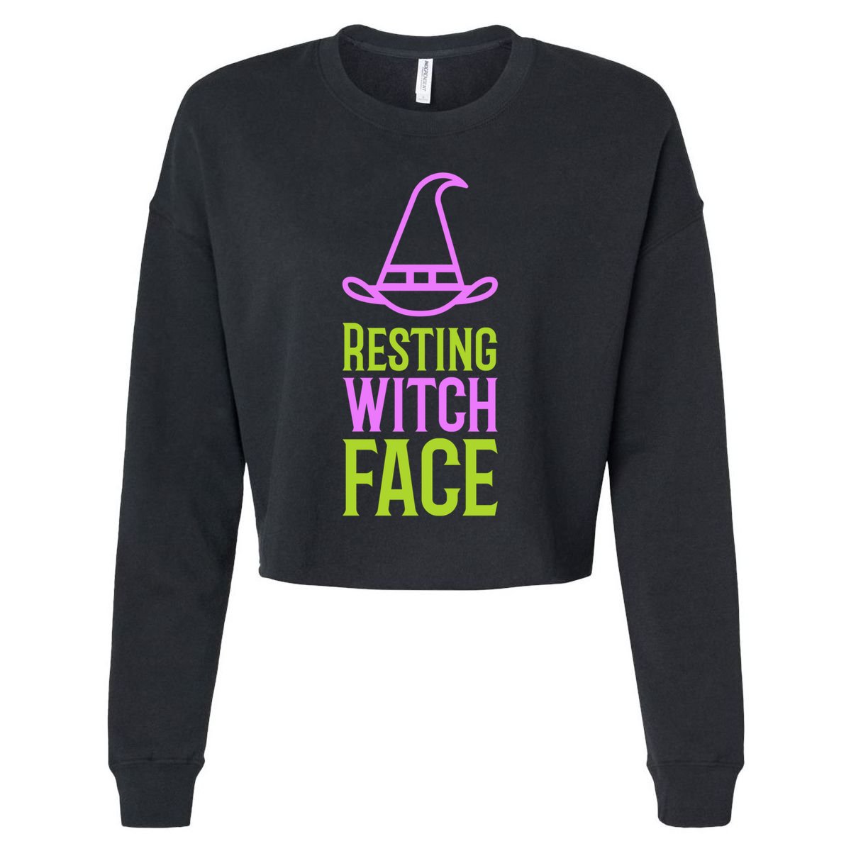 Halloween Resting Witch Face Gift Cropped Pullover Crew