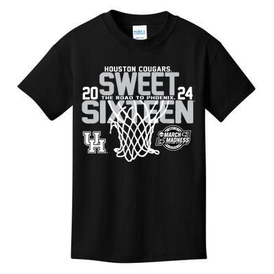 Houstoncougars Sweet 16 2024 March Madness Basketball Red Kids T-Shirt