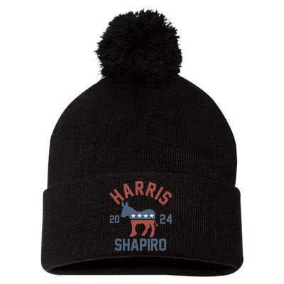 Harris Shapiro 2024 For President Kamala Harris Josh Shapiro Pom Pom 12in Knit Beanie