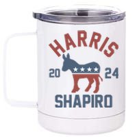 Harris Shapiro 2024 For President Kamala Harris Josh Shapiro 12 oz Stainless Steel Tumbler Cup