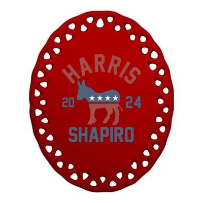 Harris Shapiro 2024 For President Kamala Harris Josh Shapiro Ceramic Oval Ornament