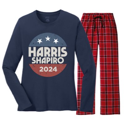 Harris Shapiro 2024 For President Kamala Harris Josh Shapiro Women's Long Sleeve Flannel Pajama Set 