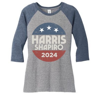 Harris Shapiro 2024 For President Kamala Harris Josh Shapiro Women's Tri-Blend 3/4-Sleeve Raglan Shirt