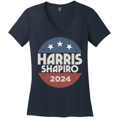 Harris Shapiro 2024 For President Kamala Harris Josh Shapiro Women's V-Neck T-Shirt