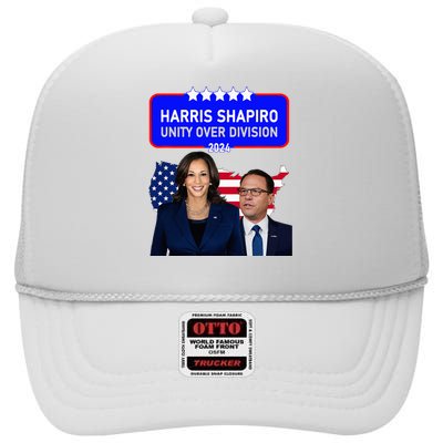 Harris Shapiro 2024! Unity Over Division! Kamala Harris 2024 High Crown Mesh Back Trucker Hat