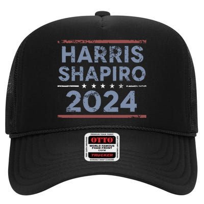 Harris Shapiro 2024 Kamala Harris Josh Shapiro High Crown Mesh Back Trucker Hat