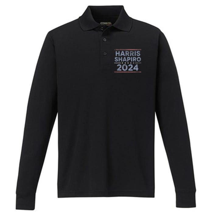 Harris Shapiro 2024 Kamala Harris Josh Shapiro Performance Long Sleeve Polo