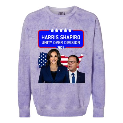 Harris Shapiro 2024! Unity Over Division! Kamala Harris 2024 Colorblast Crewneck Sweatshirt