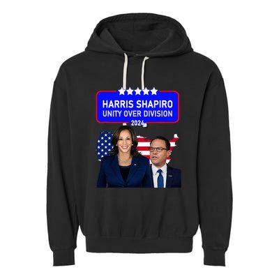 Harris Shapiro 2024! Unity Over Division! Kamala Harris 2024 Garment-Dyed Fleece Hoodie