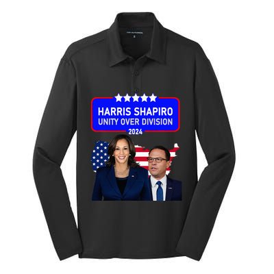 Harris Shapiro 2024! Unity Over Division! Kamala Harris 2024 Silk Touch Performance Long Sleeve Polo