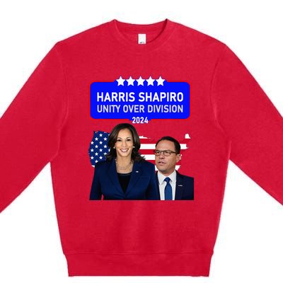 Harris Shapiro 2024! Unity Over Division! Kamala Harris 2024 Premium Crewneck Sweatshirt