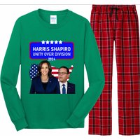 Harris Shapiro 2024! Unity Over Division! Kamala Harris 2024 Long Sleeve Pajama Set