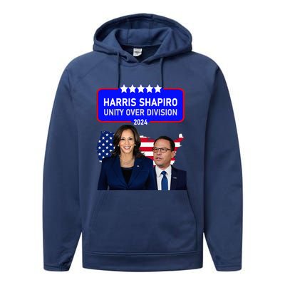 Harris Shapiro 2024! Unity Over Division! Kamala Harris 2024 Performance Fleece Hoodie