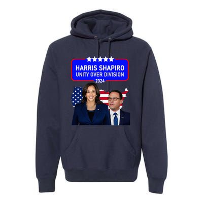 Harris Shapiro 2024! Unity Over Division! Kamala Harris 2024 Premium Hoodie