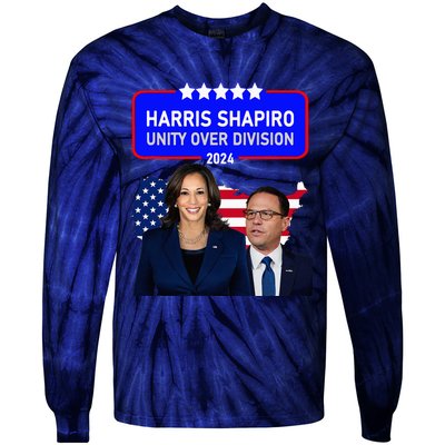 Harris Shapiro 2024! Unity Over Division! Kamala Harris 2024 Tie-Dye Long Sleeve Shirt