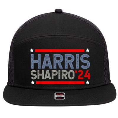 Harris Shapiro 2024 President Election 7 Panel Mesh Trucker Snapback Hat