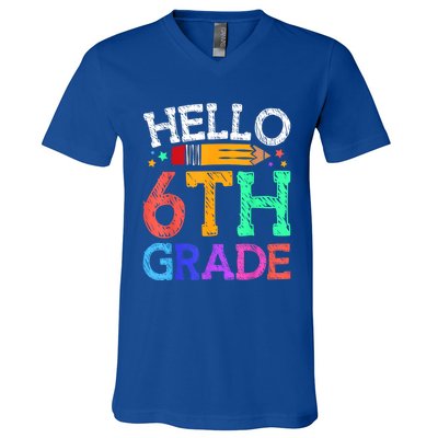 Hello Sixth 6Th Grade Back To School Students Teachers Gift V-Neck T-Shirt