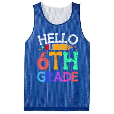 Hello Sixth 6Th Grade Back To School Students Teachers Gift Mesh Reversible Basketball Jersey Tank