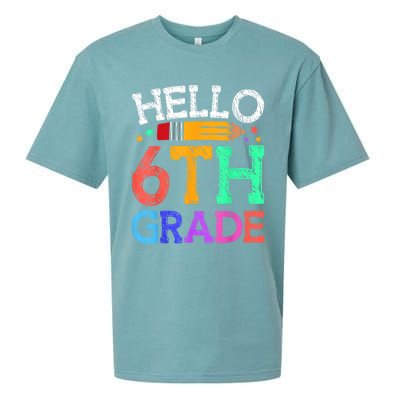 Hello Sixth 6Th Grade Back To School Students Teachers Gift Sueded Cloud Jersey T-Shirt