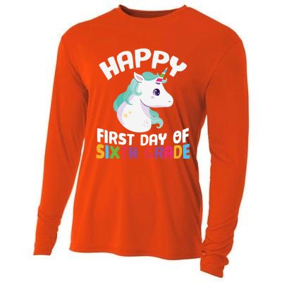 Happy Sixth 6Th Grade Back School 1St Day Of School Unicorn Gift Cooling Performance Long Sleeve Crew