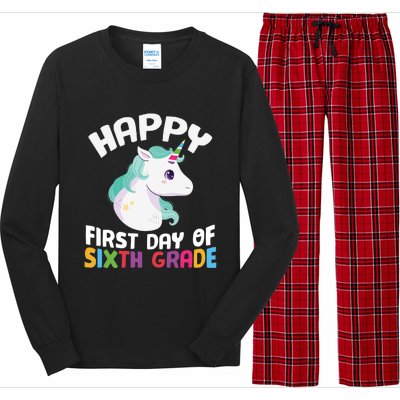 Happy Sixth 6Th Grade Back School 1St Day Of School Unicorn Gift Long Sleeve Pajama Set