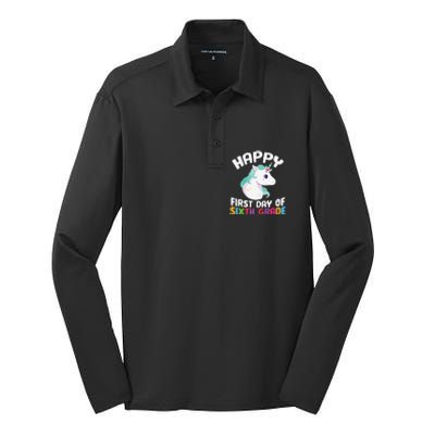 Happy Sixth 6Th Grade Back School 1St Day Of School Unicorn Gift Silk Touch Performance Long Sleeve Polo