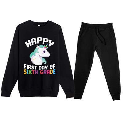 Happy Sixth 6Th Grade Back School 1St Day Of School Unicorn Gift Premium Crewneck Sweatsuit Set