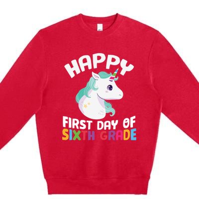 Happy Sixth 6Th Grade Back School 1St Day Of School Unicorn Gift Premium Crewneck Sweatshirt