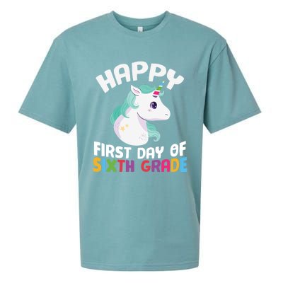 Happy Sixth 6Th Grade Back School 1St Day Of School Unicorn Gift Sueded Cloud Jersey T-Shirt