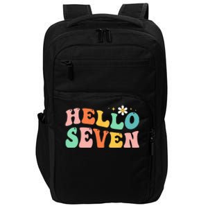 Hello Seven 7 Year Old 7th Birthday Girl Age 7 BDay Groovy Impact Tech Backpack