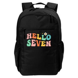 Hello Seven 7 Year Old 7th Birthday Girl Age 7 BDay Groovy Daily Commute Backpack