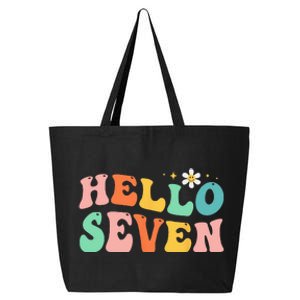 Hello Seven 7 Year Old 7th Birthday Girl Age 7 BDay Groovy 25L Jumbo Tote