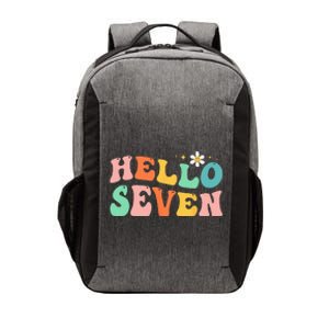 Hello Seven 7 Year Old 7th Birthday Girl Age 7 BDay Groovy Vector Backpack