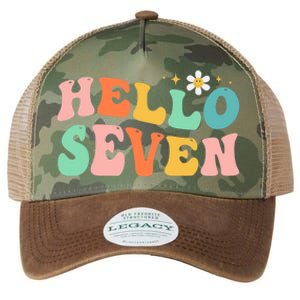 Hello Seven 7 Year Old 7th Birthday Girl Age 7 BDay Groovy Legacy Tie Dye Trucker Hat