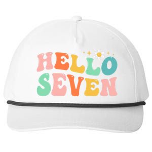 Hello Seven 7 Year Old 7th Birthday Girl Age 7 BDay Groovy Snapback Five-Panel Rope Hat